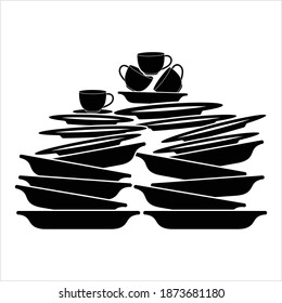 Stack Of Food Plates Icon Vector Art Illustration