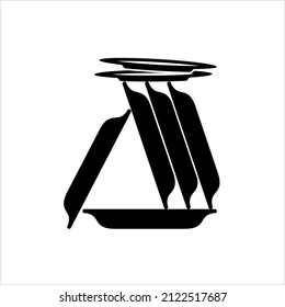Stack Of Food Plates Icon Vector Art Illustration