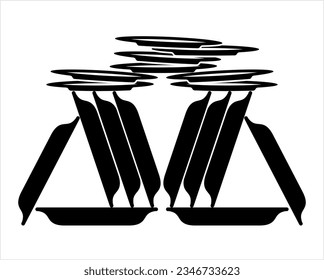 Stack Of Food Plates Icon Vector Art Illustration