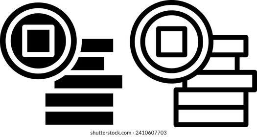 pila de monedas de fortuna icono de moneda de fortuna, signo o símbolo en glifo y estilo de línea aislado en fondo transparente. Ilustración del vector