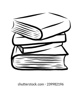 stack of four books / cartoon vector and illustration, black and white, hand drawn, sketch style, isolated on white background.