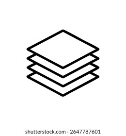 Pile de quatre carrés surlignés sur fond calque graphique calques