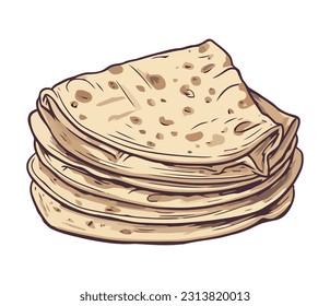 Stack of fresh pita bread icon design isolated