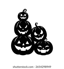 pilha de engraçado cara abóbora para halloween, macaco assustador o lanterna, mão desenhar sorriso assombrado fantasma lanterna ilustração 