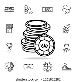 stack of game chips icon. Detailed outline set of casino element icons. Premium graphic design. One of the collection icons for websites, web design