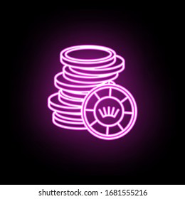 Stack of game chips neon icon. Simple thin line, outline vector of casino icons for ui and ux, website or mobile application