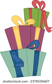 Stack of gift boxes for Christmas or other holidays.  Colorful vector illustration