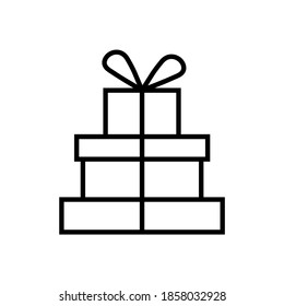 Stack Of Gift Boxes Line Icon, Holiday Gifts, Editable Stroke A Lot Of Gift Boxes Vector Icon