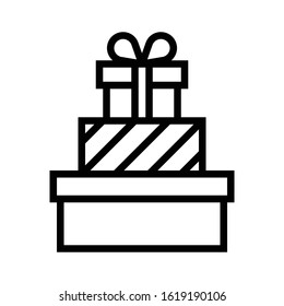 Stack of gift boxes vector illustration, line design icon