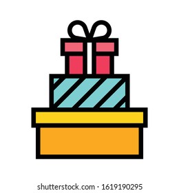 Stack of gift boxes vector illustration, filled style icon