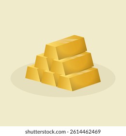 Stack of Gold Bar Icon, Ingot Symbol Representing Wealth, Investment, Luxury, Currency and Treasure