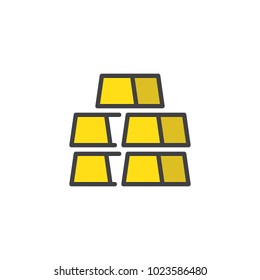 Stack of gold bars filled outline icon, line vector sign, linear colorful pictogram isolated on white. Symbol, logo illustration. Pixel perfect vector graphics