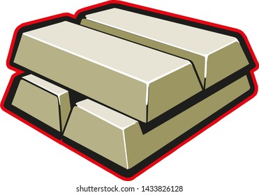 Stack of gold bars icon vector illustration