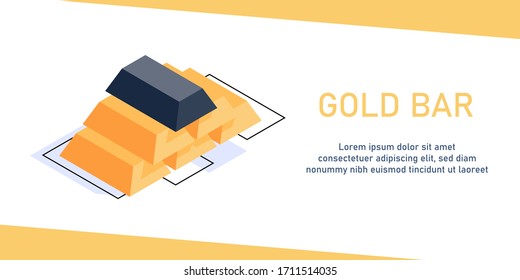 Stack of gold bars. Isometric vector illustration,Gold bars or ingot