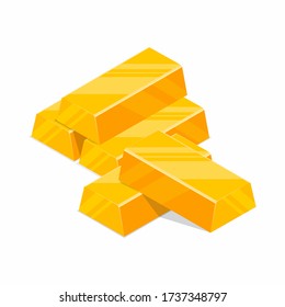 Stack of Gold Bars Pile flat style isometric illustration. Gold bars or ingot. vector gold bar eps-10 .