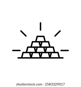 Stack of Gold Bars Representing Wealth and Financial Security in Outline Style