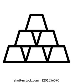 A stack of gold bricks line vector icon design