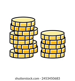 stack gold coin color icon vector. stack gold coin sign. isolated symbol illustration