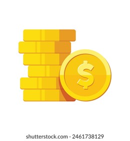 Stack of gold coin with dollar sign vector illustration isolated on white background. Business and finance concept design element.