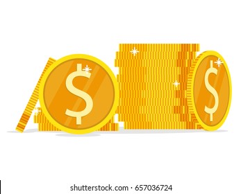 Stack gold coin dollar vector