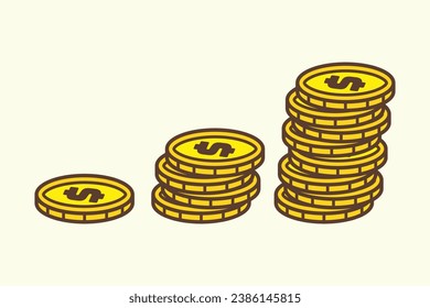 Stack Gold Coin like income graph, Stack of Gold Coin Illustration