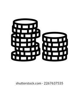 stack gold coin line icon vector. stack gold coin sign. isolated contour symbol black illustration
