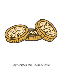 Stack of gold coin, Money Icons Hand Drawn Doodle