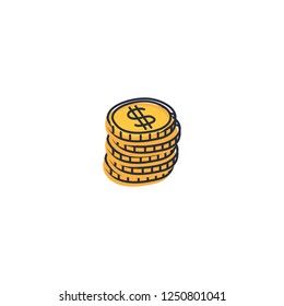 Stack of gold coin penny clip art template. Business and finance concept icon. Vector illustration design eps10