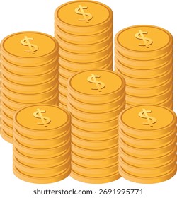 Pila de monedas de oro Dólar Dinero Finanzas Icono de inversión de riqueza