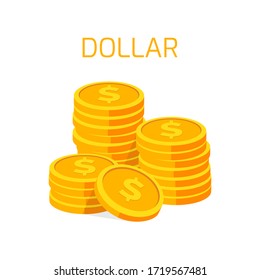 A Stack Of Gold Coins With Dollar Sign. Money Isolated On A White Background. Eps-10 Vector Illustration.