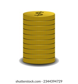 A stack of gold coins with a dollar sign.