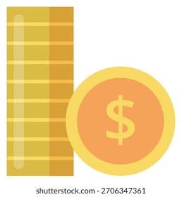 Una pila de monedas de oro y un signo de dólar