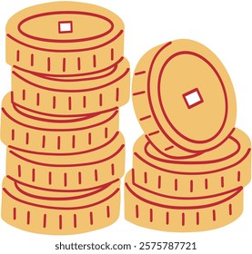 Stack of Gold Coins Hand Drawn Vector Illustration