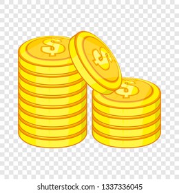 Stack of gold coins icon in cartoon style on a background for any web design 
