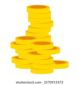 Stack of gold coins icon. Money and wealth sign. Vector illustration isolated on white background.