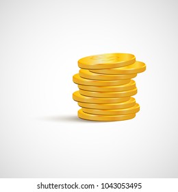 A stack of gold coins isolated on white background vector illustration