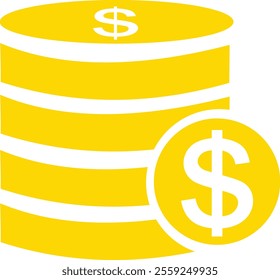 Stack of Gold coins isolated Vector. EPS 10 Format Suitable for Financial Planner, Finance Presentation and Bank Icon or Symbols