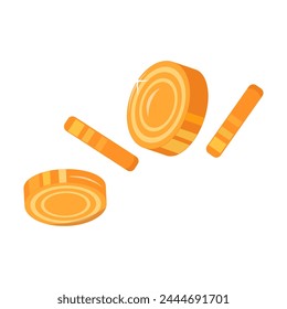 Stack of gold coins, Leprechaun gnome treasure. Search for fairy tale treasure, Happy Patrick party element. Simple cartoon vector isolated on white background