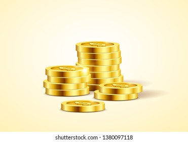 A stack of gold coins. Money isolated on a white background. Vector illustration.