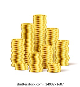 A stack of gold coins. Money isolated on a white background. Vector illustration.
