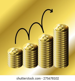 Stack of Gold coins on Shine background, Vector