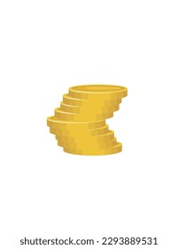 Pila de monedas de oro sobre fondo blanco. Imagen vectorial.