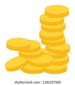 
Stack of gold coins showing treasure 
