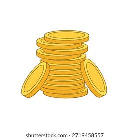 Una pila de monedas de oro, con otras dos al lado, todas en blanco