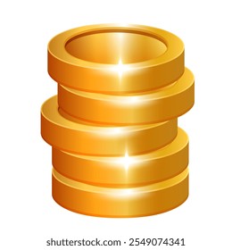 Stack of gold coins. Vector 3D illustration isolated on white background.