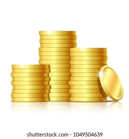 Stack of gold coins, vector illustration 10 eps