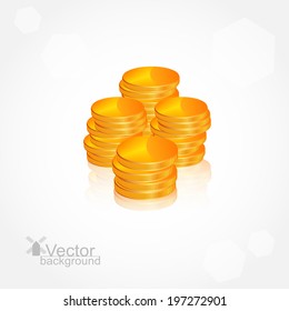  Stack of Gold Coins, vector illustration.