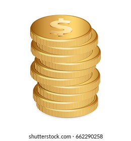 Stack of gold coins. Vector image isolated
