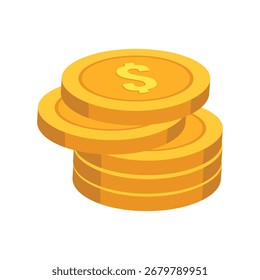 Pilha de moedas de dólar de ouro Ilustração isométrica