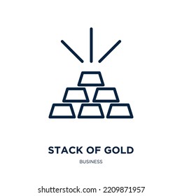 stack of gold icon from business collection. Thin linear stack of gold, gold, treasure outline icon isolated on white background. Line vector stack of gold sign, symbol for web and mobile
